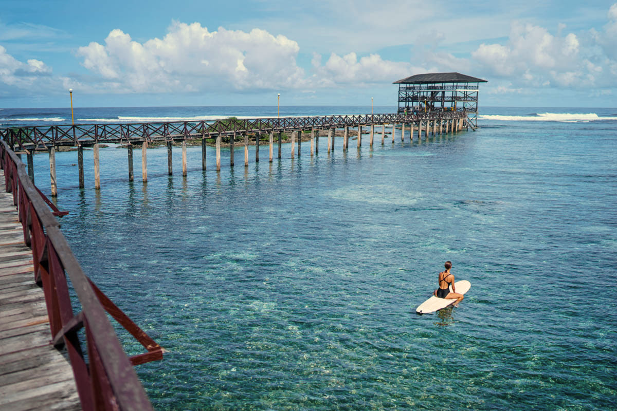 A guest swimming in the clear sea